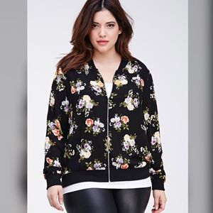 Plus size floral bomber jacket